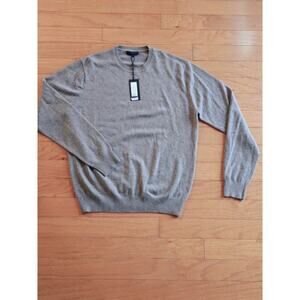 Patrick Assaraf NWT Pullover Sweater Size XL US In Solid Brown 100% Cashmere